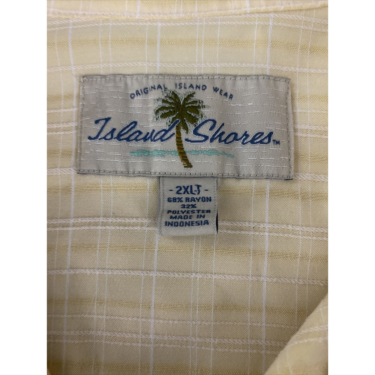 Island Shores Men's 2XL Yellow Plaid Button-down Camp Collar Short Sleeves Shirt