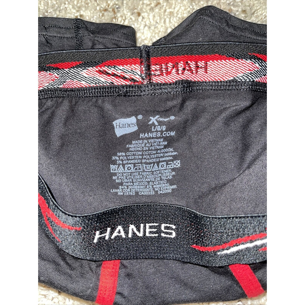 boy's youth large hanes x-temp black and red boxer briefs