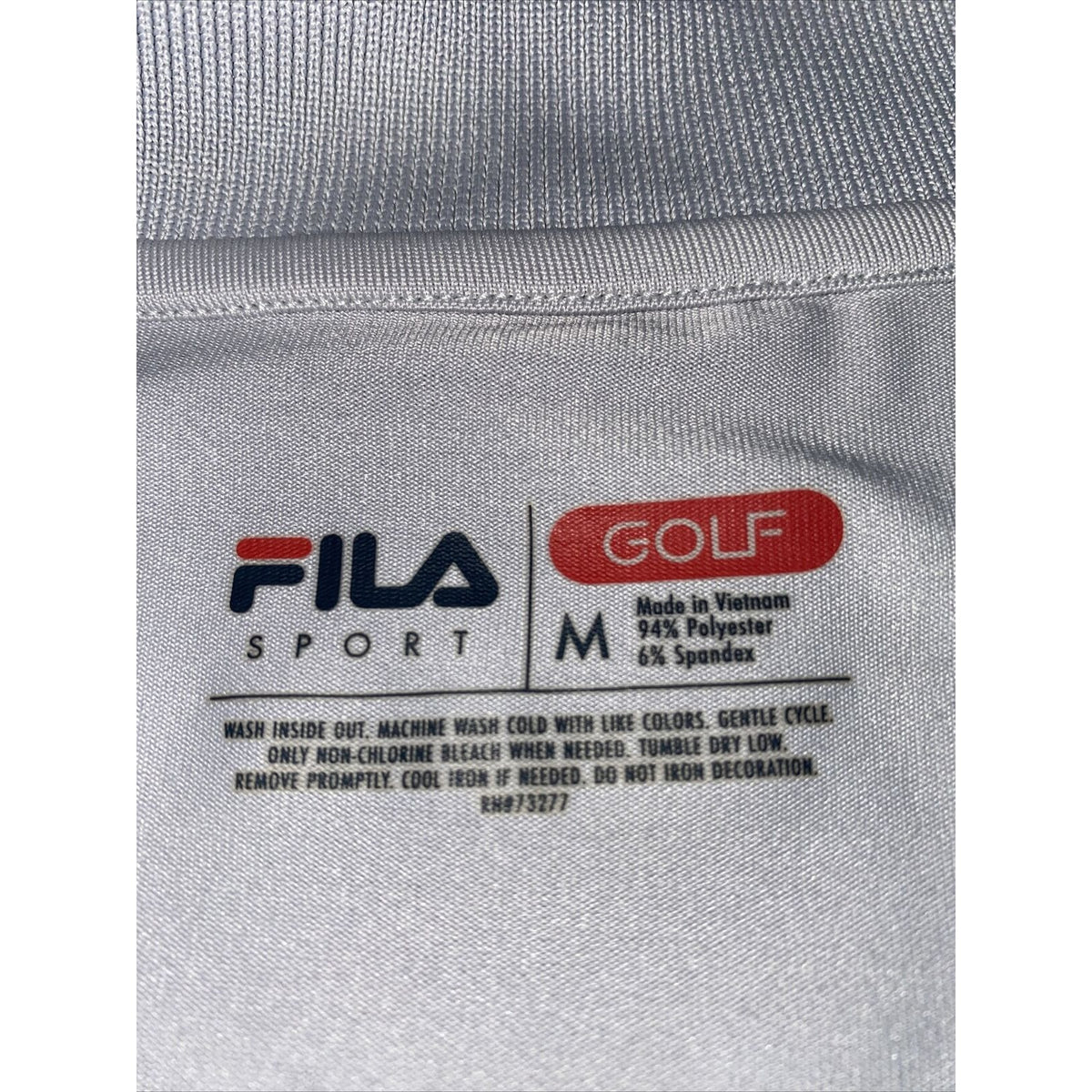 Men's Fila Sport Golf Shirt Size Medium Silver Short Sleeves Polo Vent Shirt