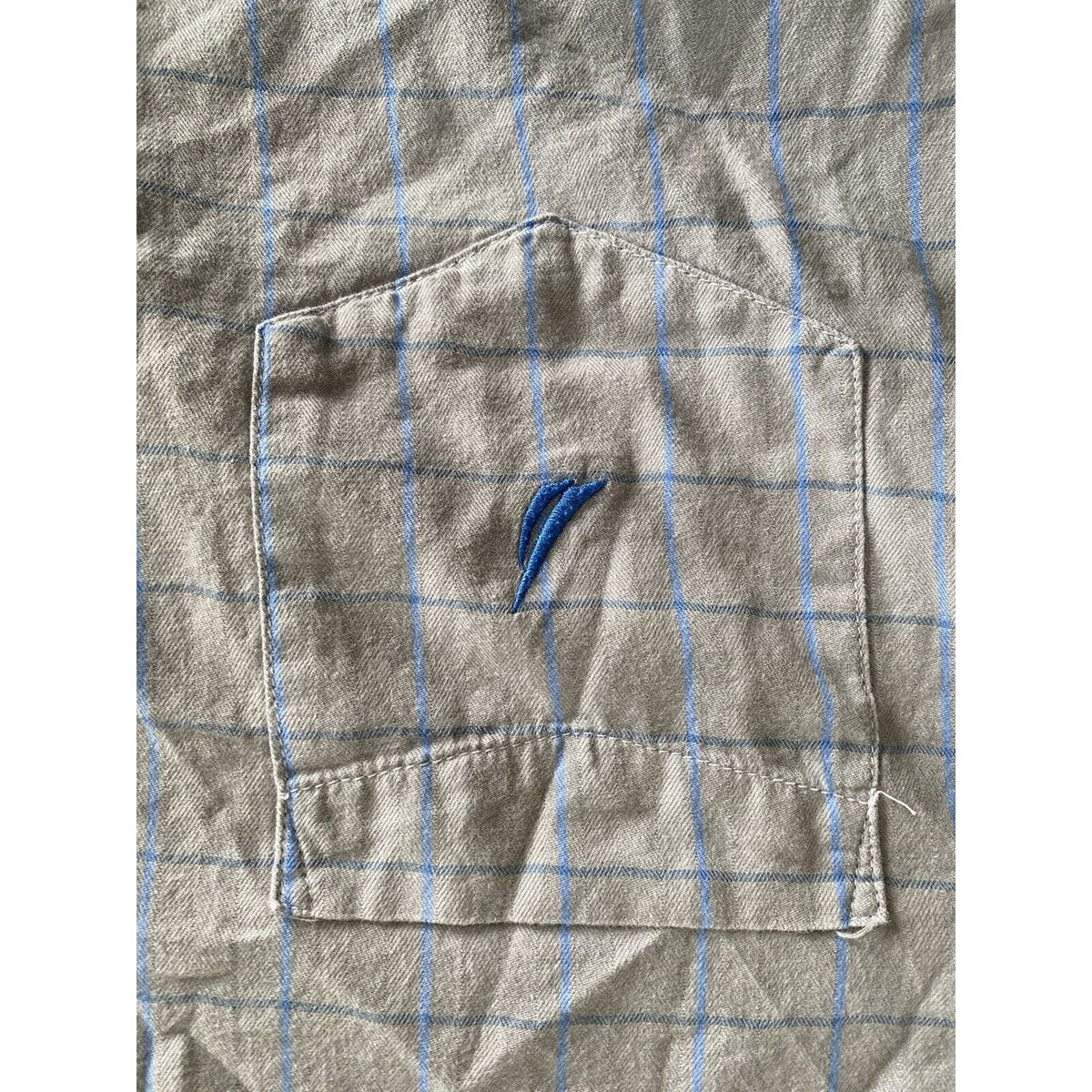 Nautica Sleepwear Gray Blue Plaid Men’s Large Cotton Button-down Shirt