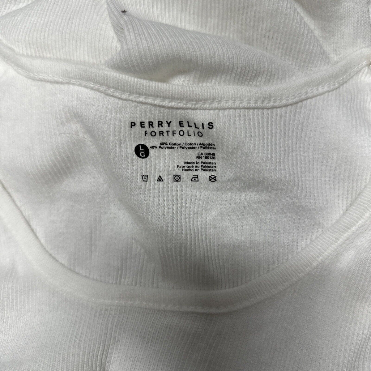 Men’s Perry Ellis Portfolio Large Tank Top Muscle Shirt White