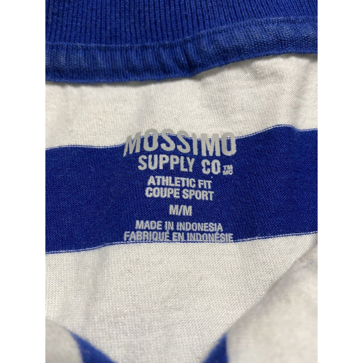 Mossimo Supply Co Blue & White Stripes Men’s Medium Short Sleeves Polo Shirt