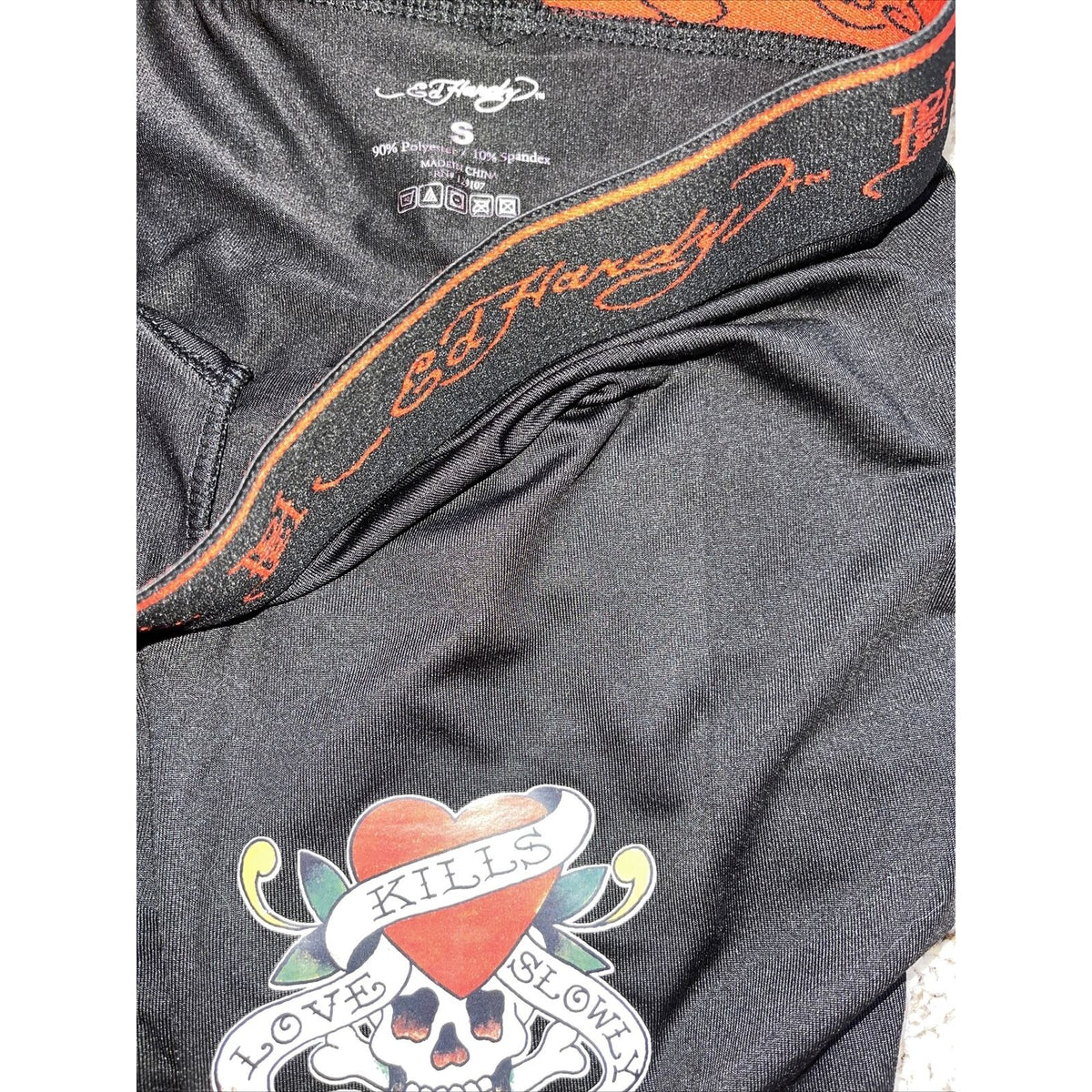 men's small boxer briefs ed hardy love kills slowly black boxer brief skull