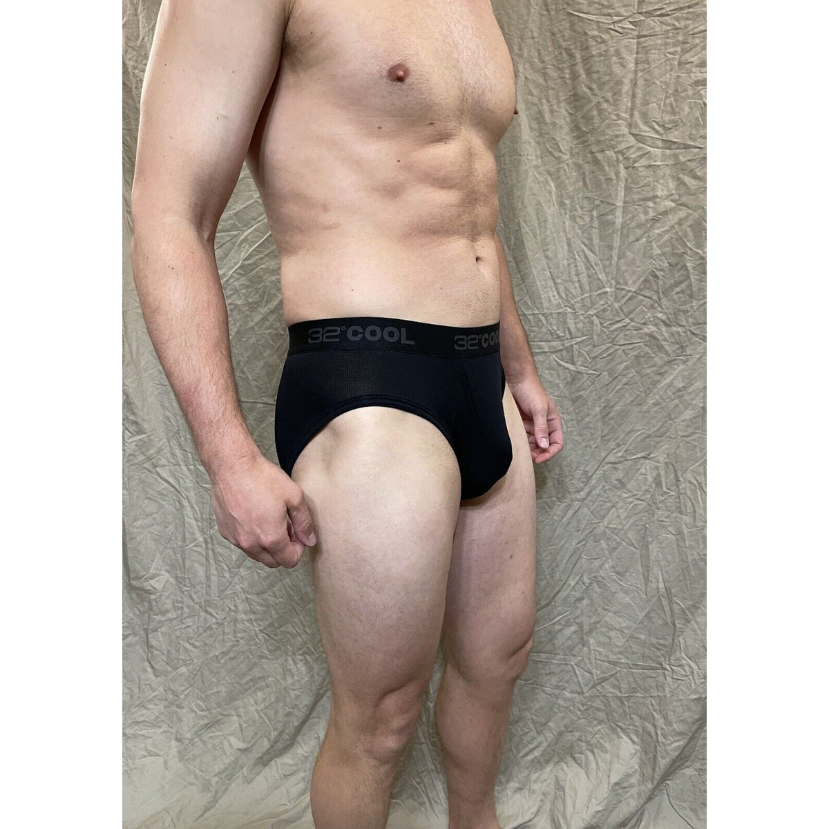 men's black 32 degrees 8% spandex athletic brief small