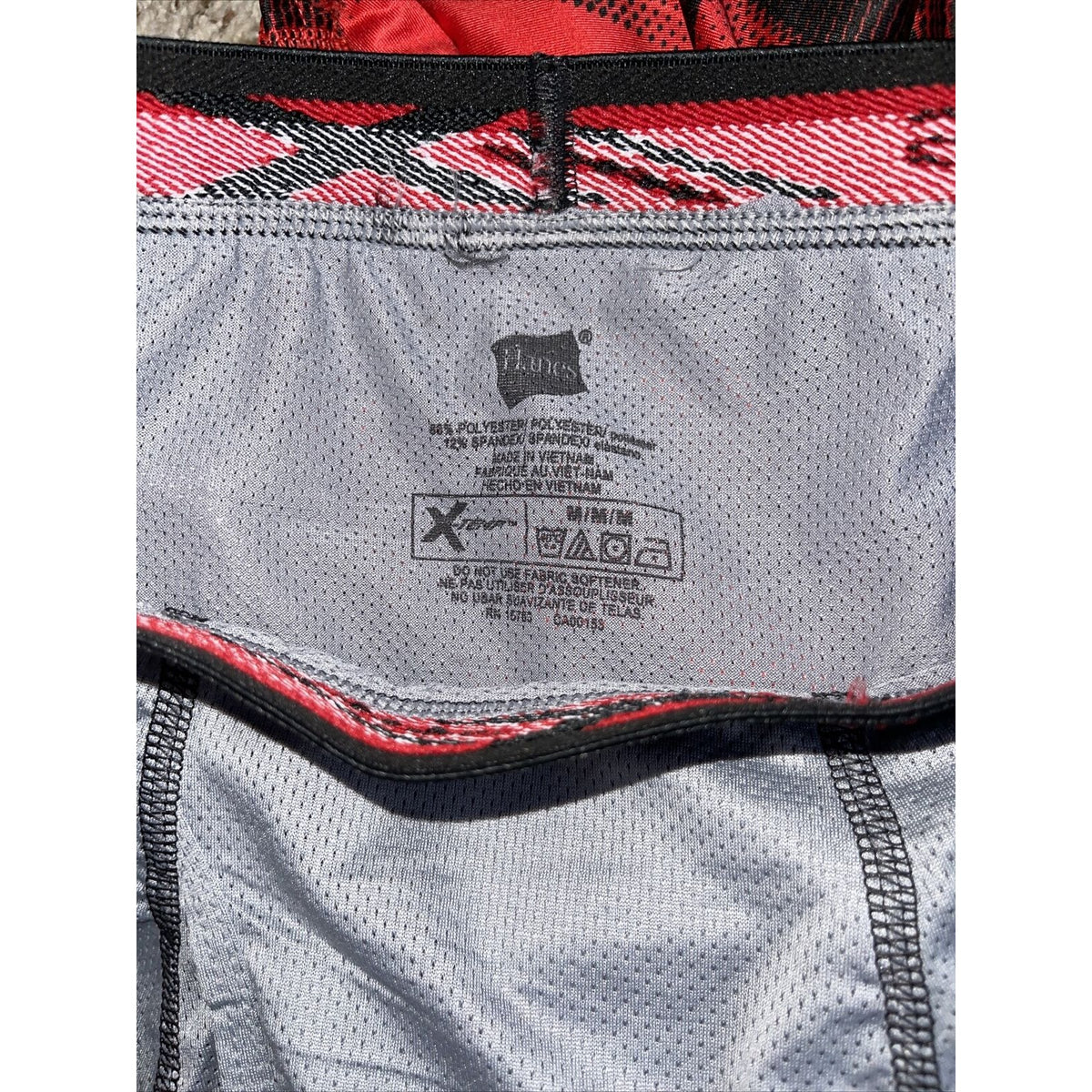 men's hanes x-temp long leg gray black band medium
