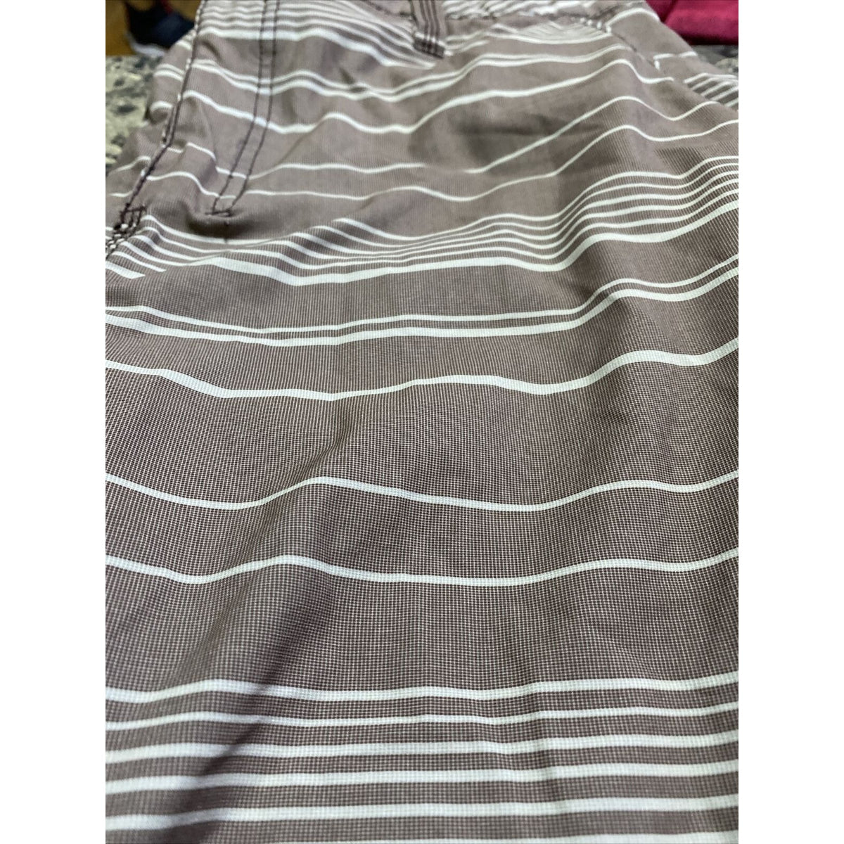 Kanu Surf Men’s Size 34 Brown Stripes Polyester-spandex Board Shorts