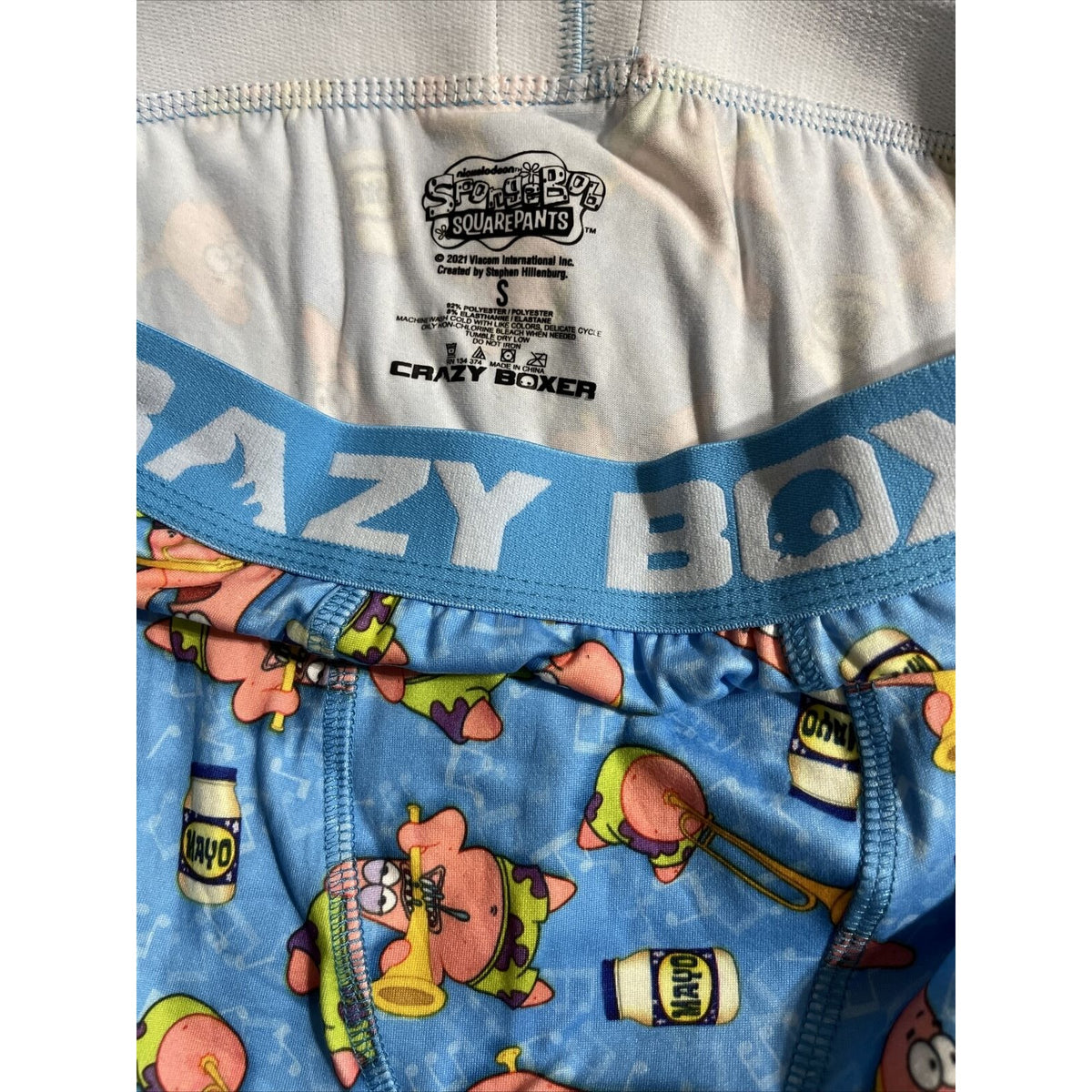 Men’s Crazy Boxer Spongebob Squarepants Size Small Boxer Briefs Light Blue