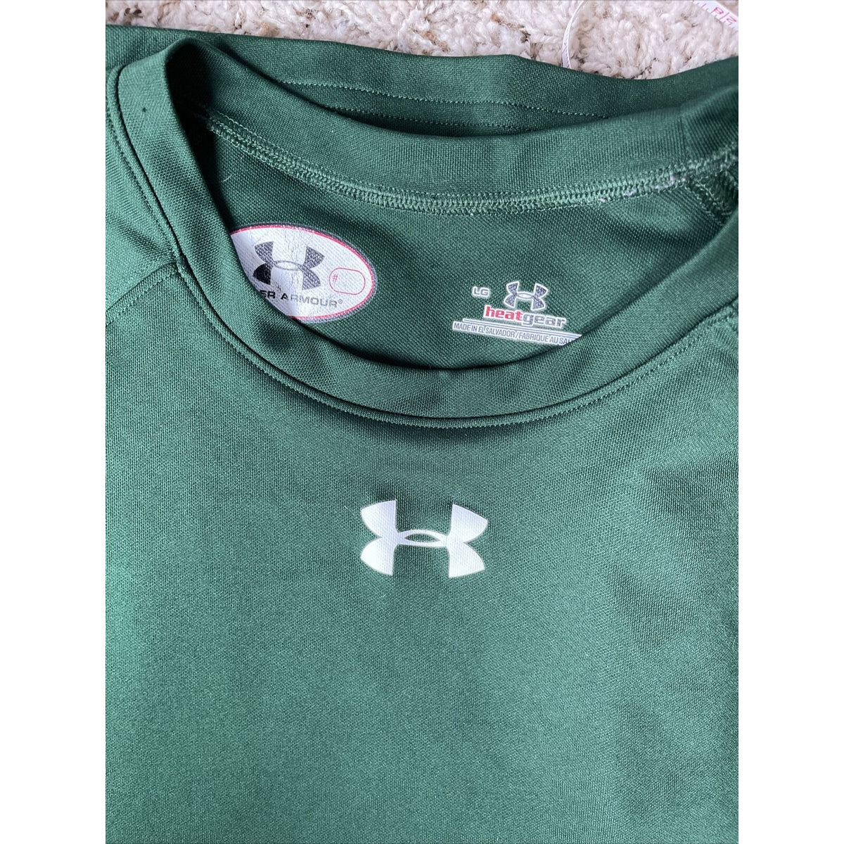 Under Armour Loose Fit Heat Gear Men LG S/S T-Shirt Green Performance Wear Logo