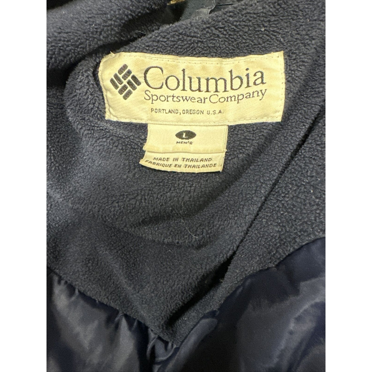 Men’s Large Columbia Sportwear Snow Jacket Black Navy Blue Full Zip