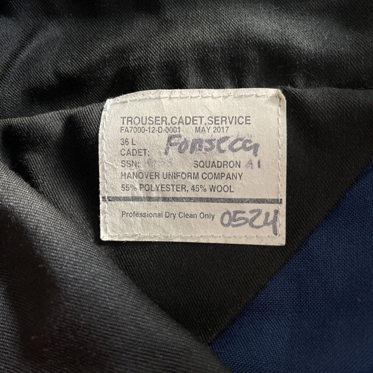 Men’s Air Force USAFA cadet 36L trousers pants poly wool ~31” Inseam Civil Air