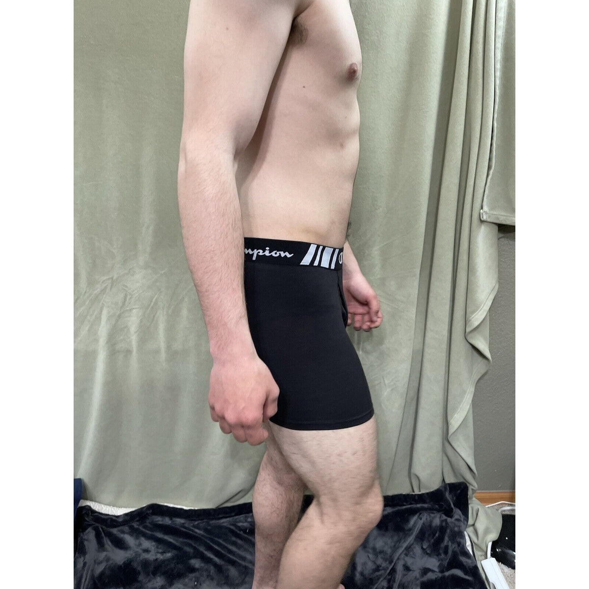 Champion Men's Boxer Briefs Underwear Size Large Black 5% Spandex New