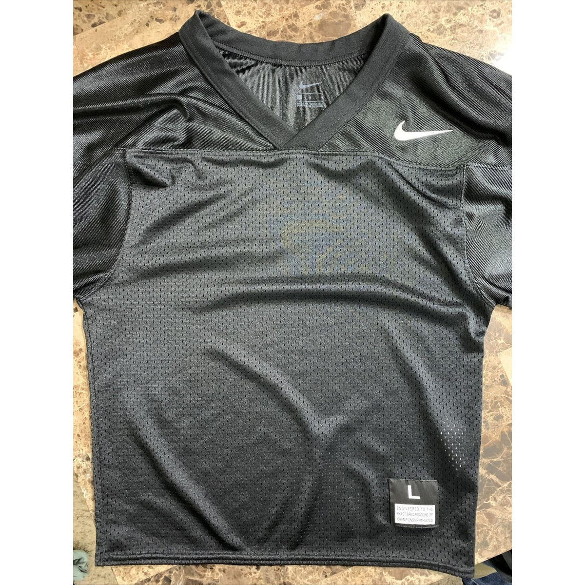 Men’s Nike Football Practice Jersey Solid Black Mens Size Large White Logo