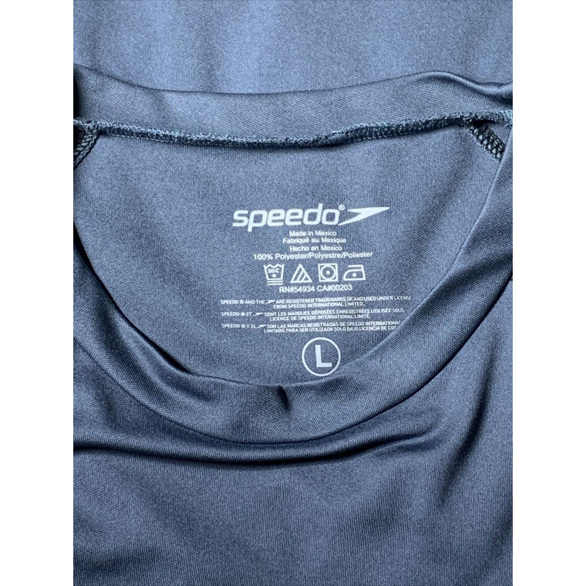 Men’s Speedo UV Block The Burn Swim Shirt Gray Size Large