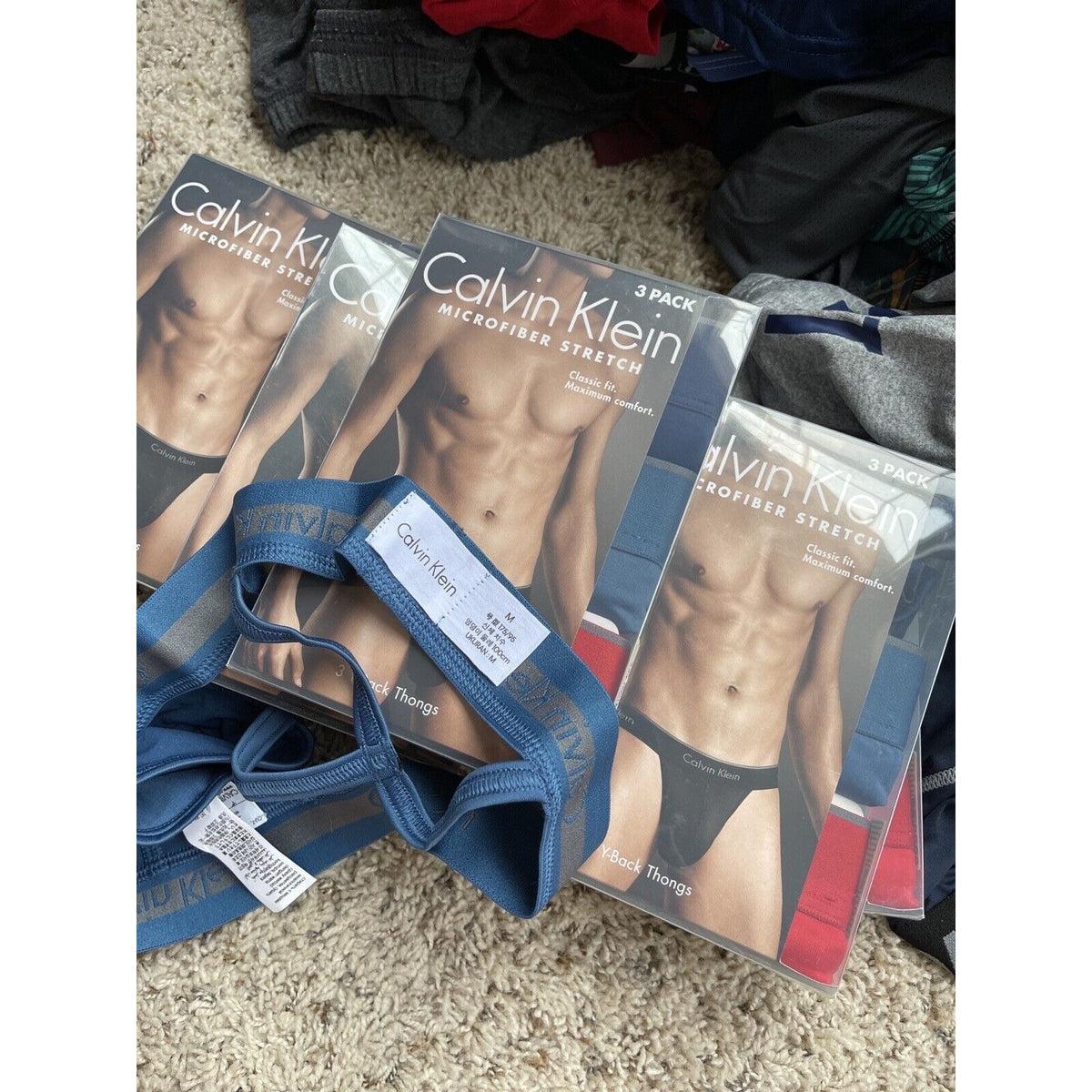 Men's Calvin Klein Microfiber Stretch Y-back thong Dark blue Large