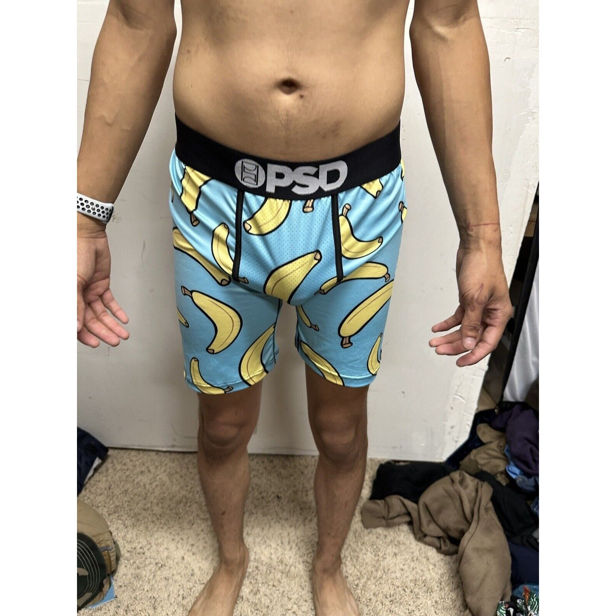 PSD Men's LARGE Boxer Brief Banana Blue Yellow Boxer Briefs NWOT