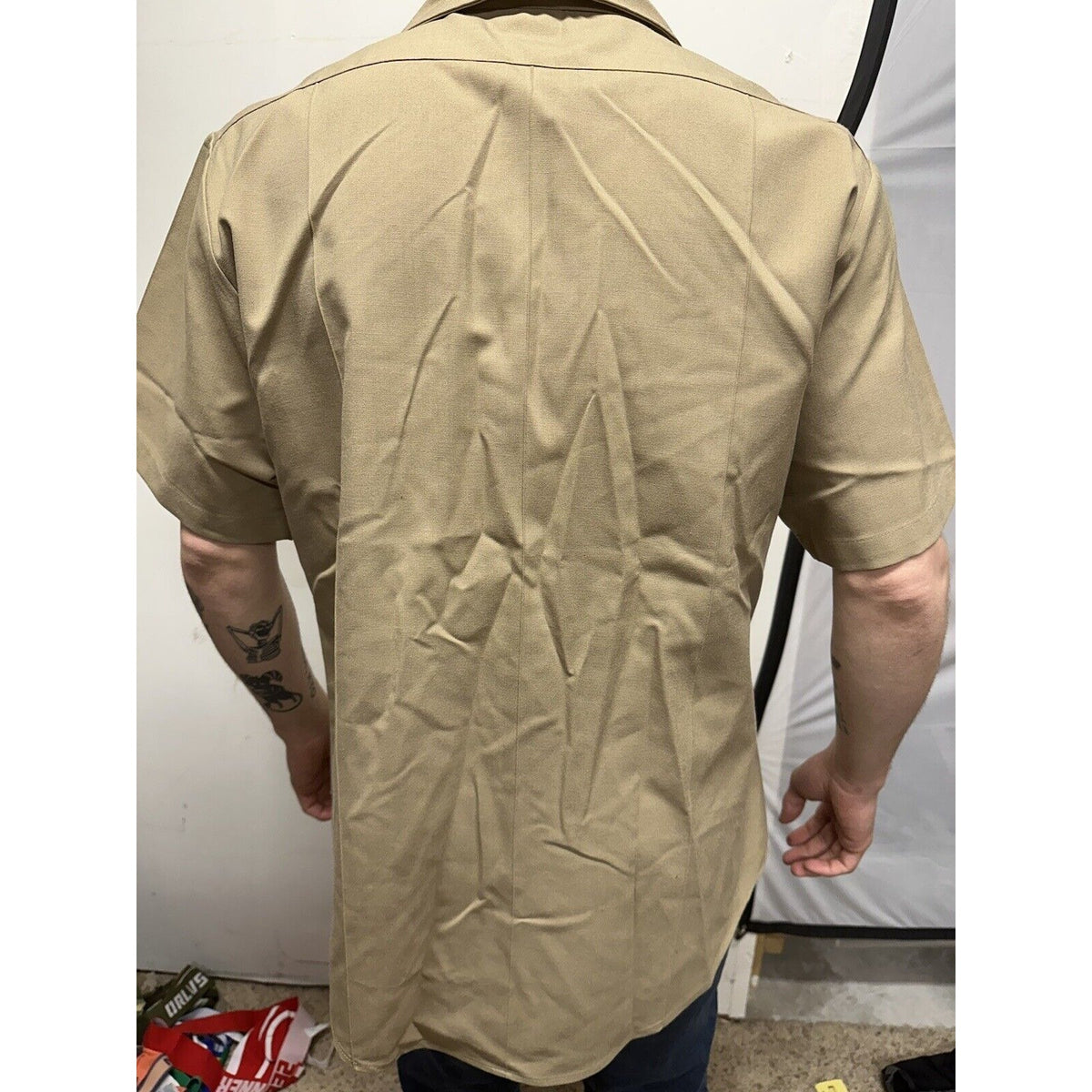 Men’s Military Usmc Flying Cross Large Button Up Uniform Khaki Shirt