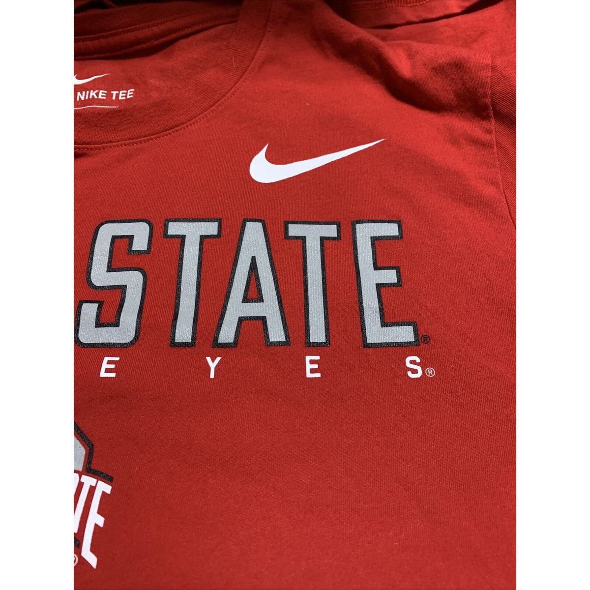 Nike " The Nike Tee " Red/Heather Red Ohio State Buckeyes Short Sleeve Mens LG