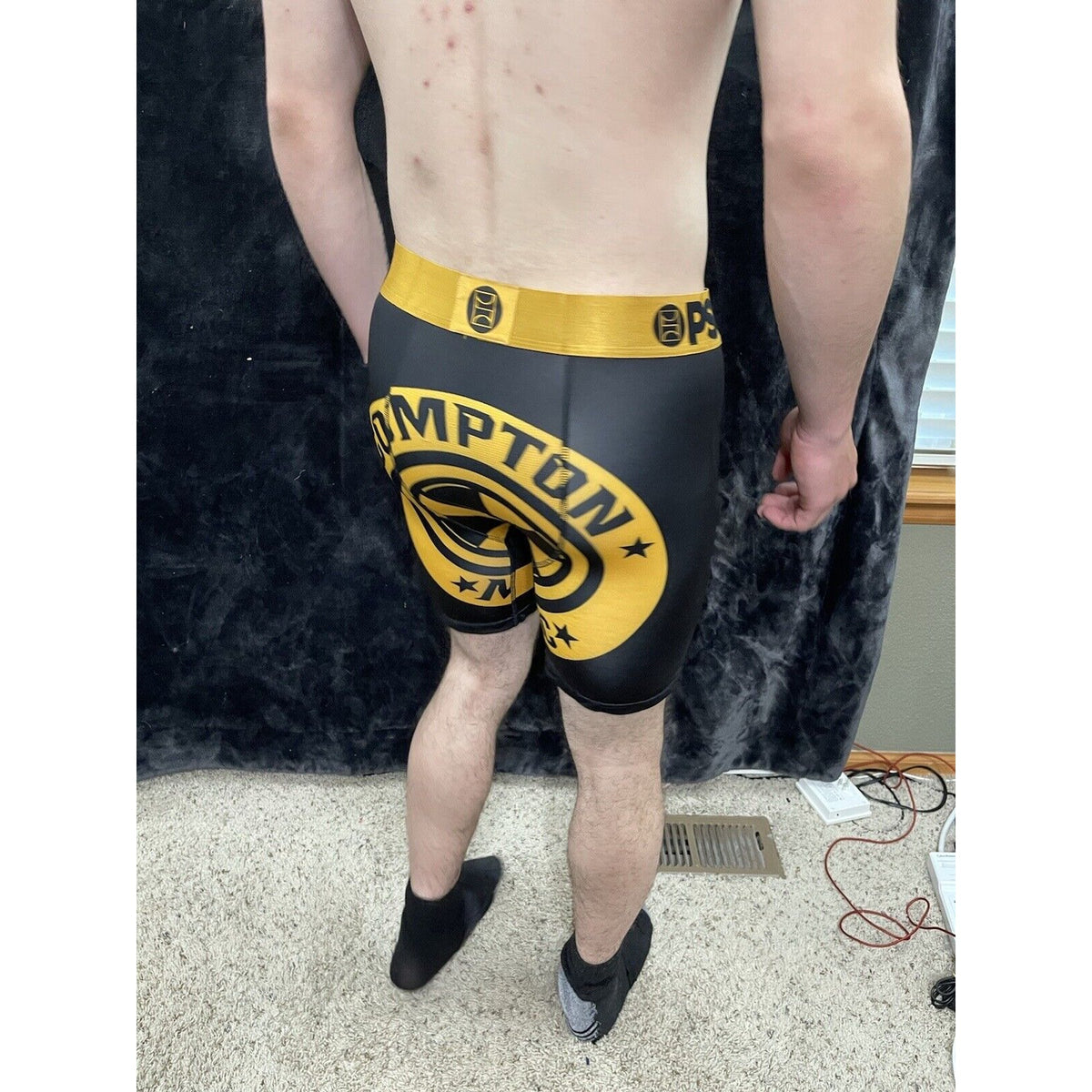 PSD Men’s Large Compton Magic Logo New Black And Gold Boxer Briefs