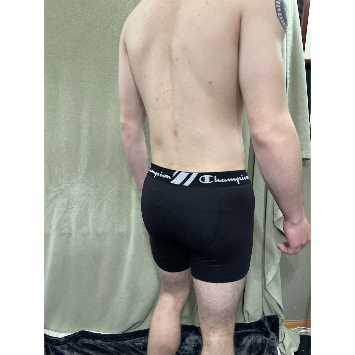 Champion Men's Boxer Briefs Underwear Size Large Black 5% Spandex New