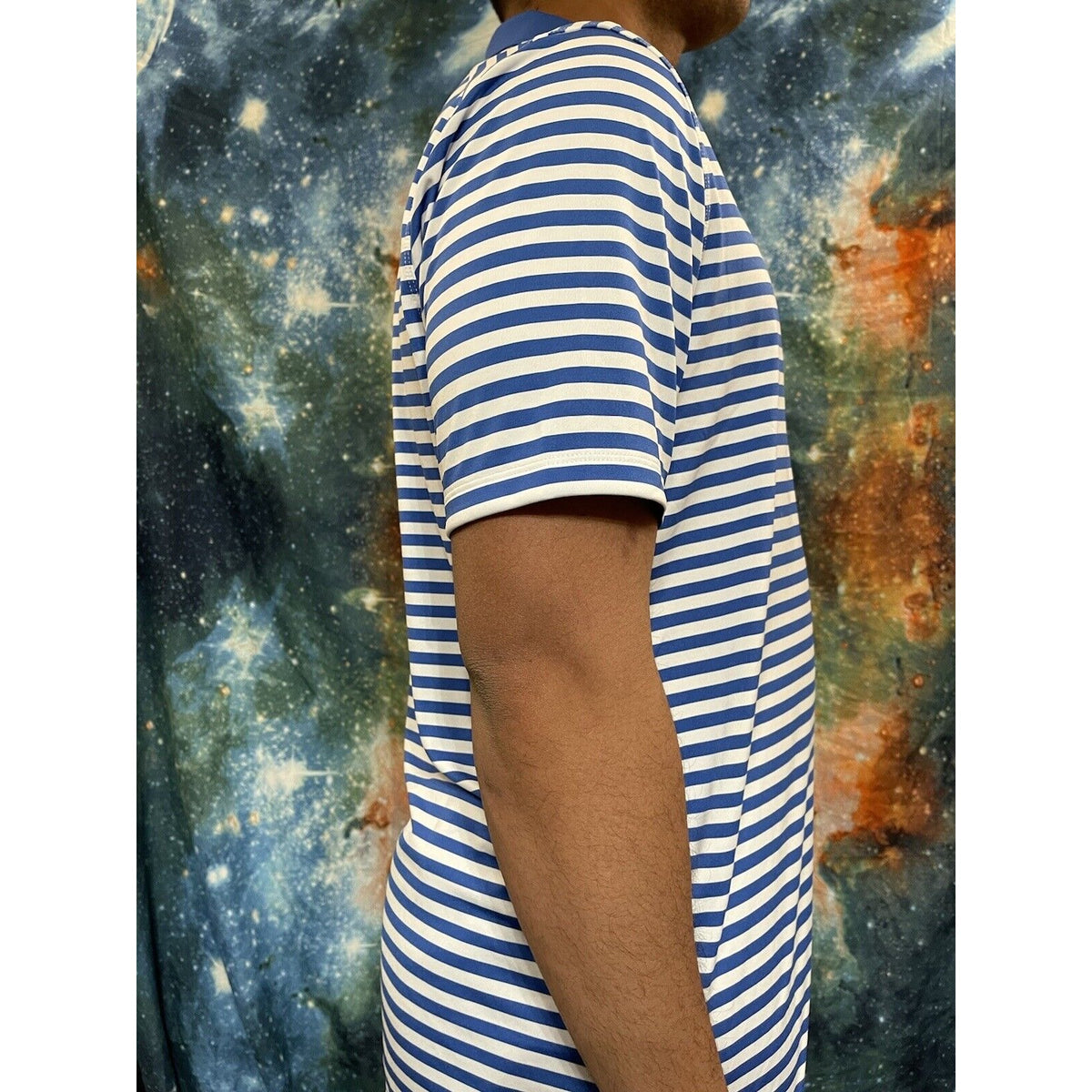 Men’s Doherty High School Spartans Striped blue Nike Golf Shirt Sleeve Shirt L
