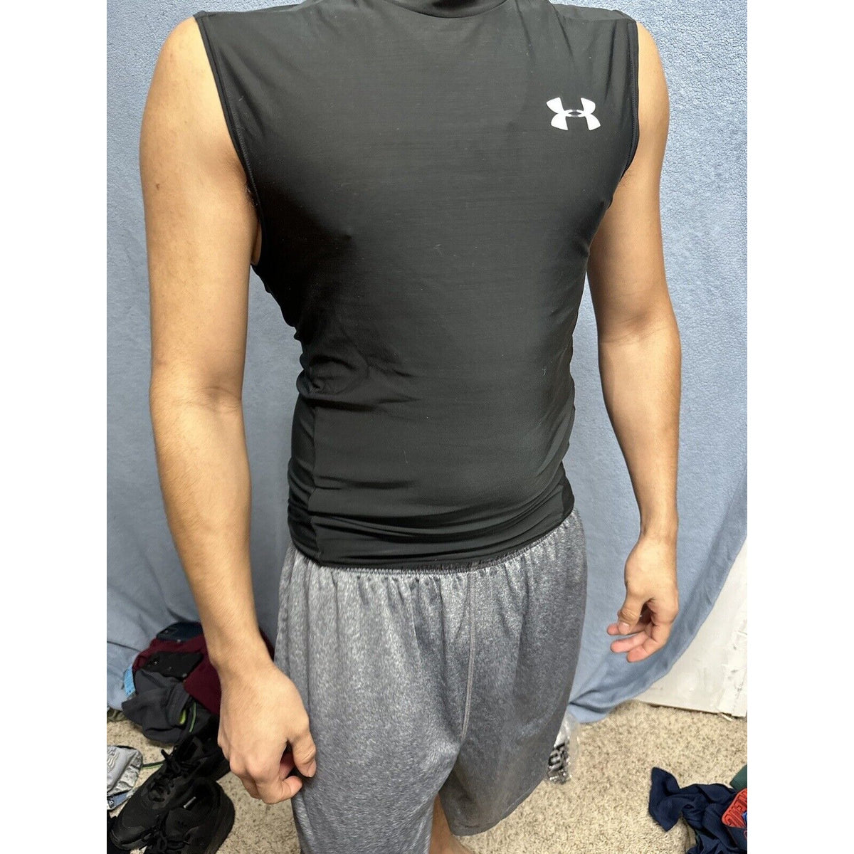 Men’s Black Under Armour Muscle Shirt Athletic Tank Large