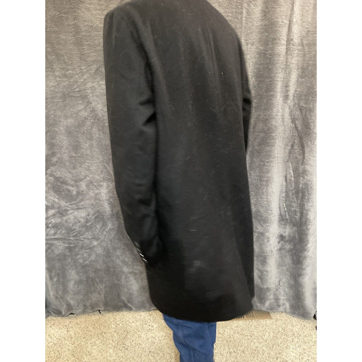 men's large guess jacket overcoat wool poly blend Black