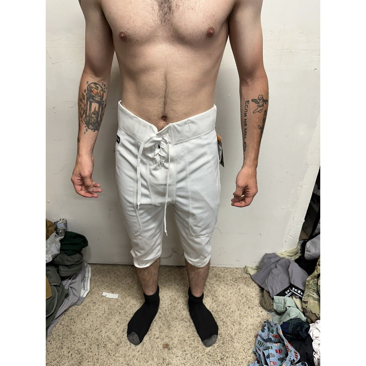 Men’s White Wilson Football Pants Large
