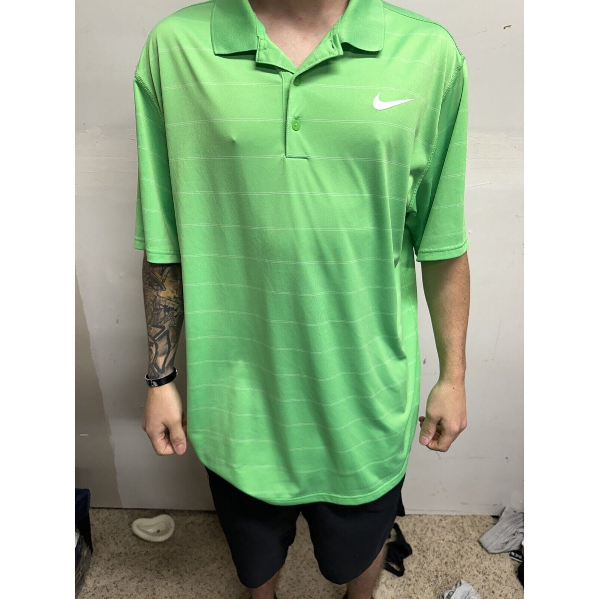 Men’s Lime Green Dri-fit Nike Polo Shirt  Large