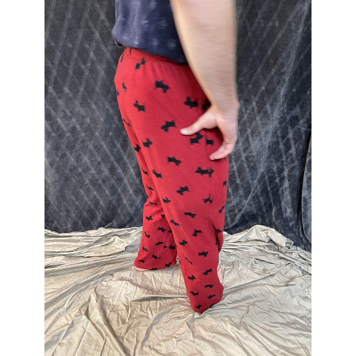 men’s medium long croft and borrow doggy lounge sleep pants dog red