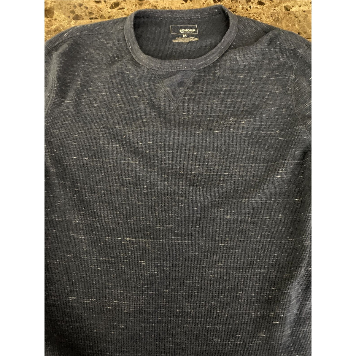 Sonoma Men’s Medium Midnight Blue Cotton-Blend Long Sleeves Pullover Sweater