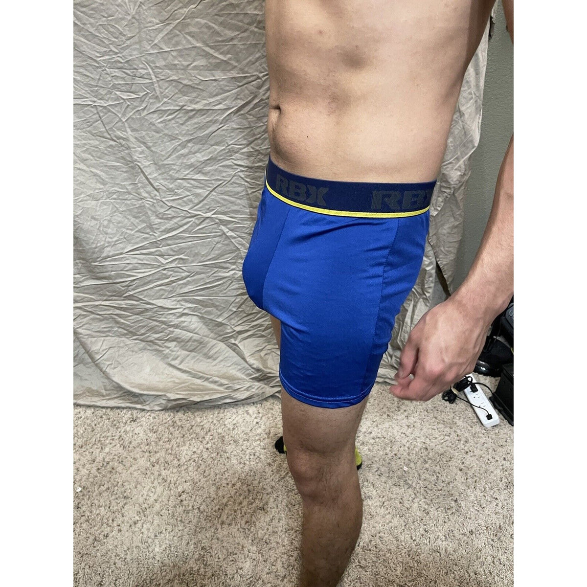 Men's RBX active polyester spandex royal blue compression boxer shorts