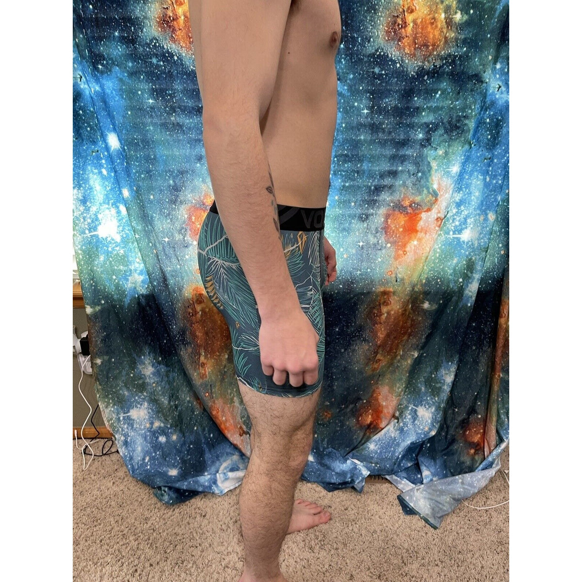 Men's volcom large tropical leaves compression shorts