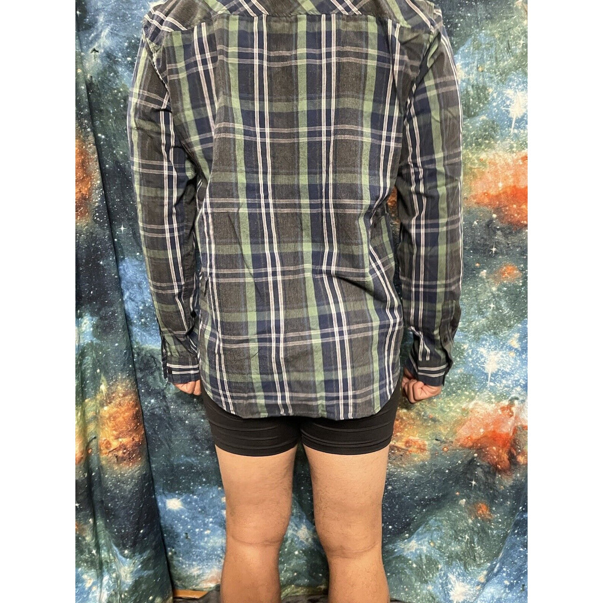 Zoo York Unbreakable Plaid Button-Front Shirt  L M Green Blue Men's $30 MSRP