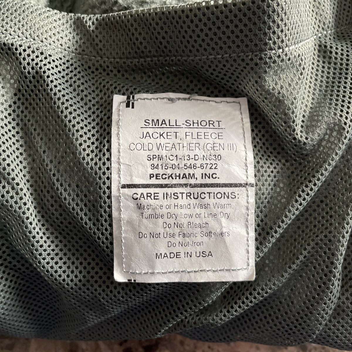 Men’s Small Short Sage Green Fleece Zip Jacket Cold Weather Gen III