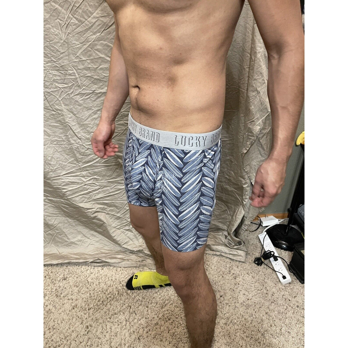 men's lucky brand medium boxer brief blue surfboards