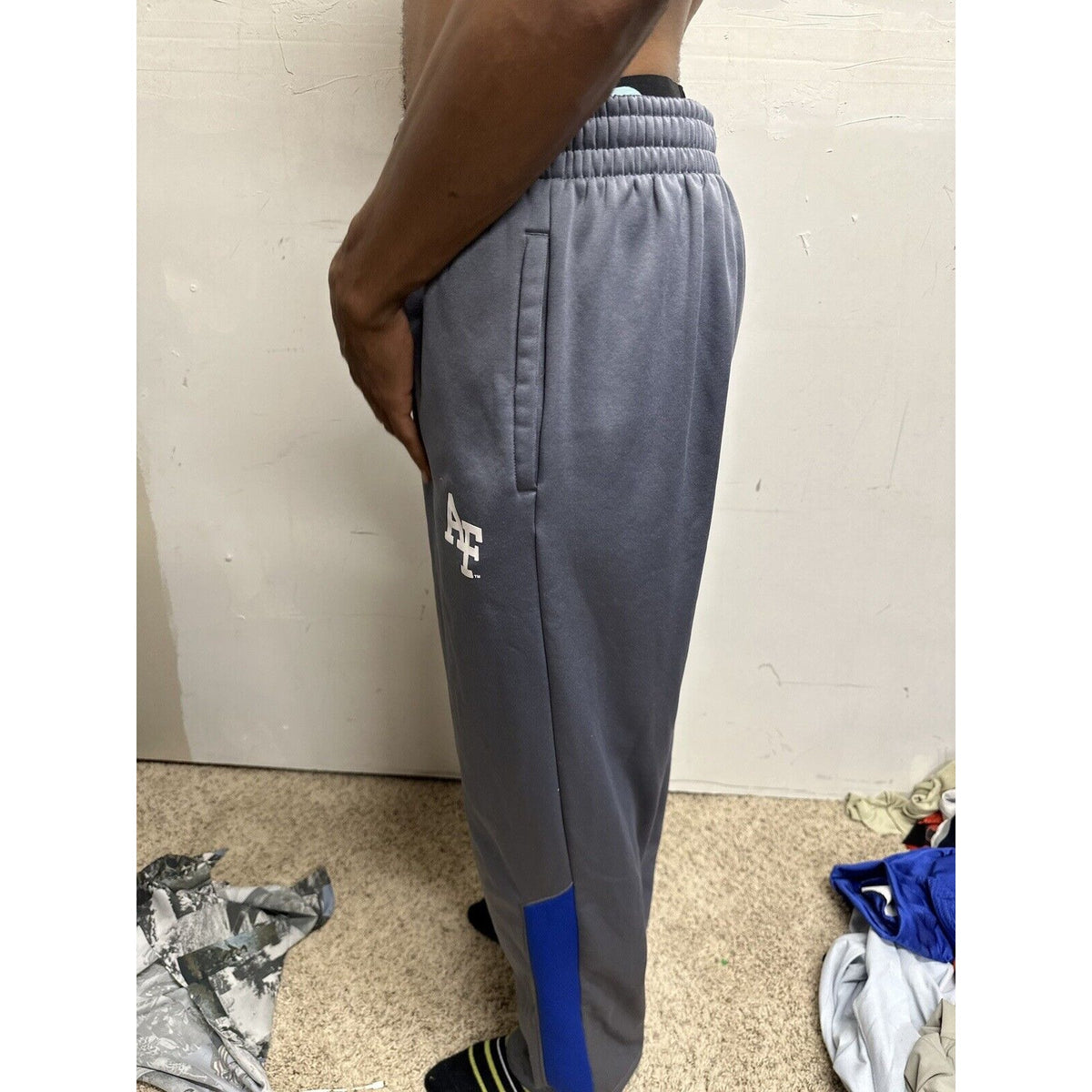 Men’s Gray Large Russell Polyester Sweat Pants With Pockets Air Force Falcons US