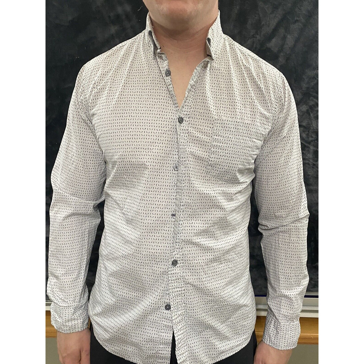 Mossimo Slim Fit Men’s Medium Gray with Black Confetti Button-down Long Sleeves