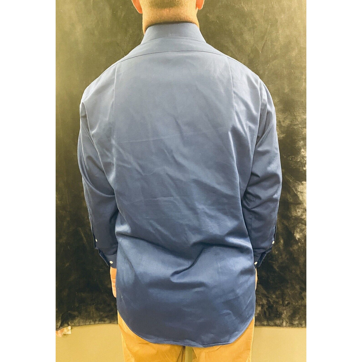 Van Heusen Lux Sateen  - dark blue mens dress shirt long sleeve 15 1/2 32/33