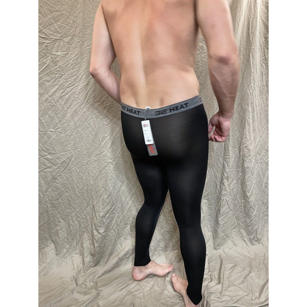 men's 32 degree heat black base layer long underwear leggings Large