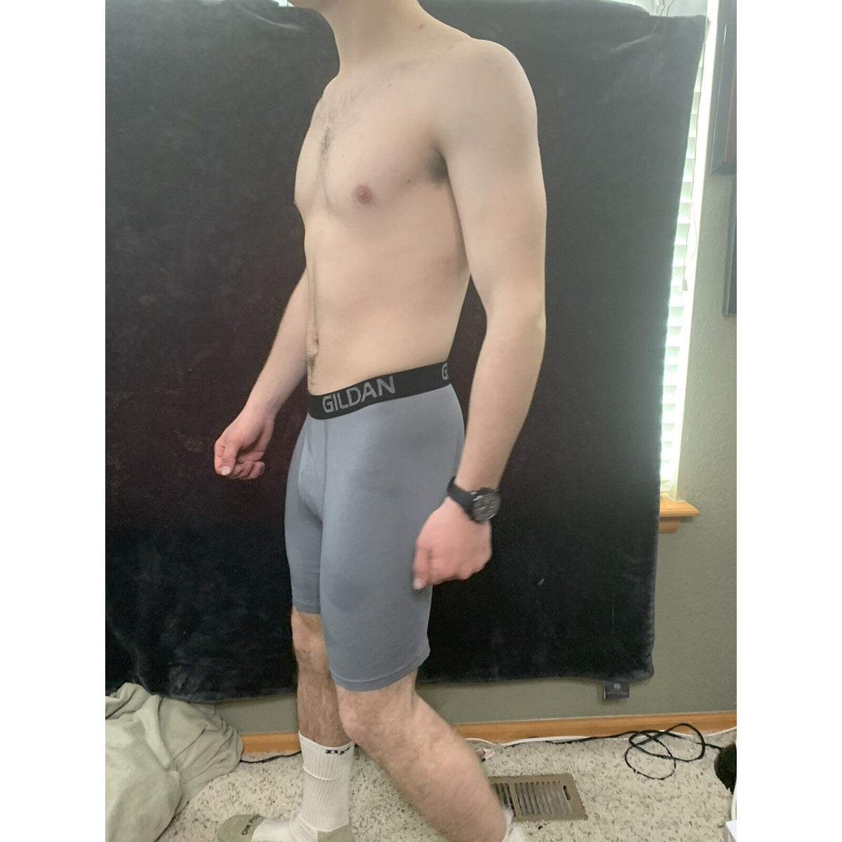 Men’s Gildan Medium Boxer Briefs Gray 5% Spandex