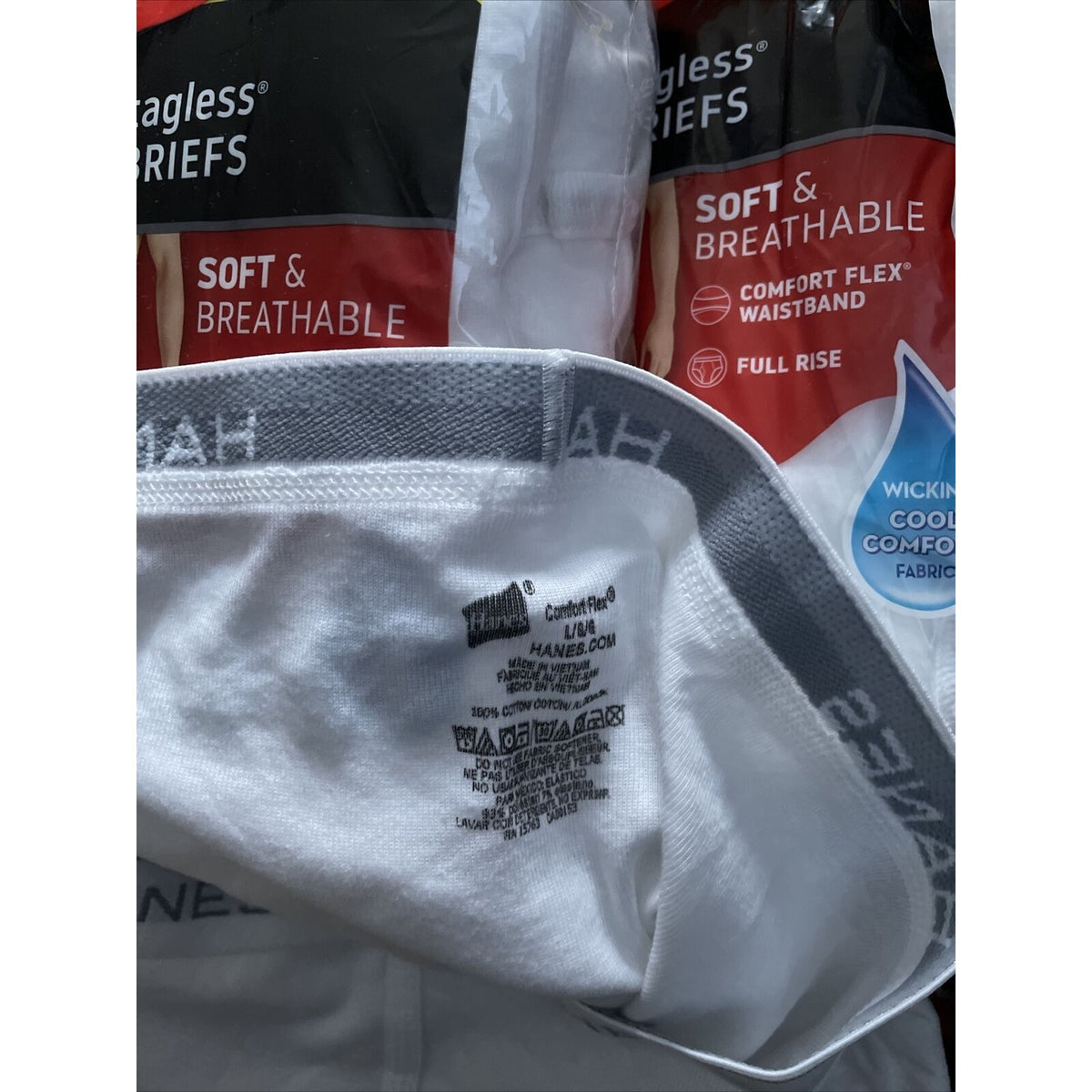 Men’s Hanes Comfort Flex 1 White Briefs Size Large Tighty  Whities New Unworn