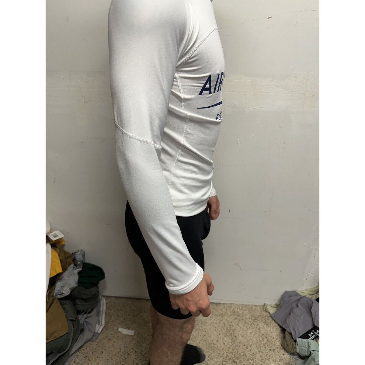 Men’s White Nike Pro Compression Hyper Warm Air Force Prep Football Shirt