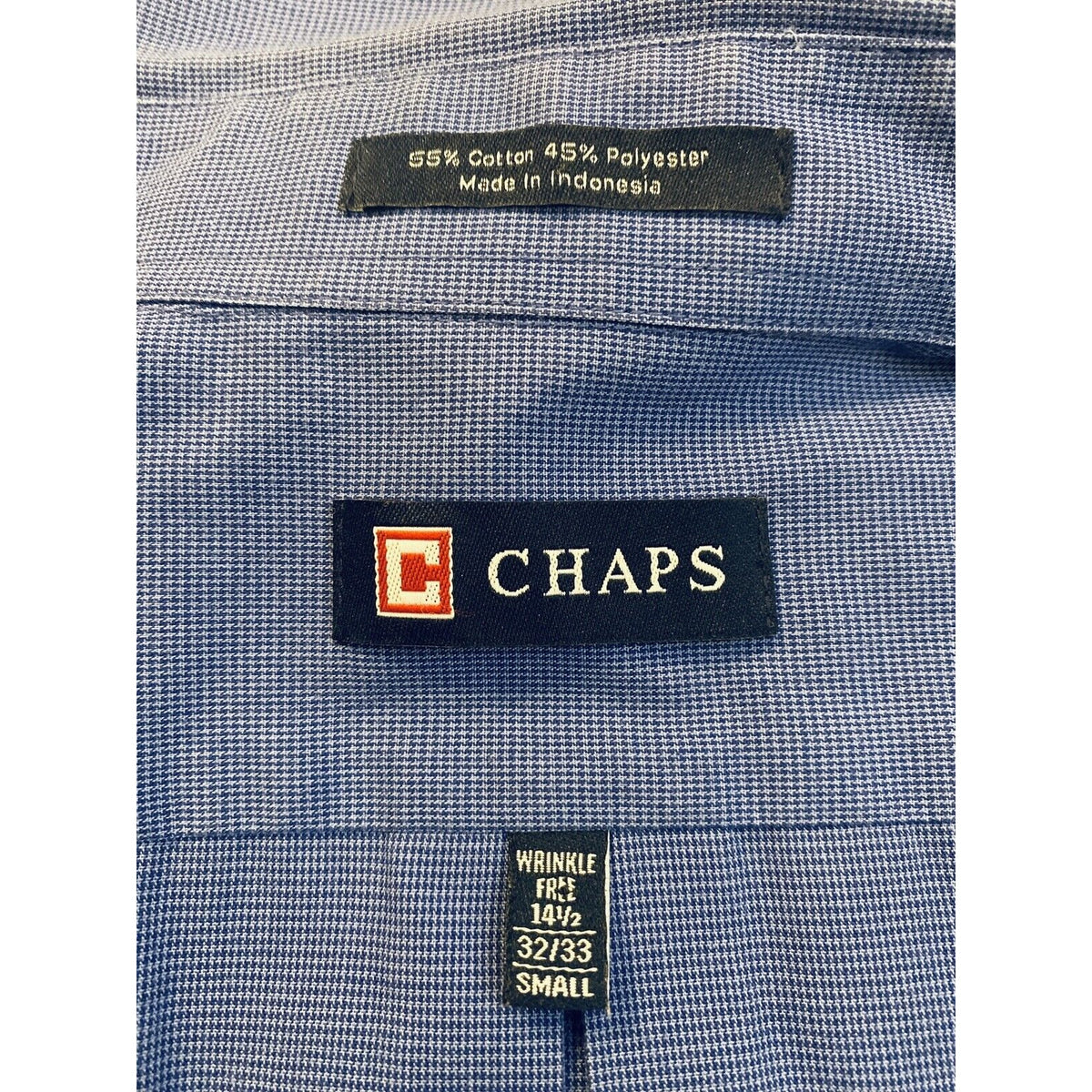 CHAPS  Men’s  Blue Long Sleeves Button-up Dress Shirt  Small 14 1/2 32/33
