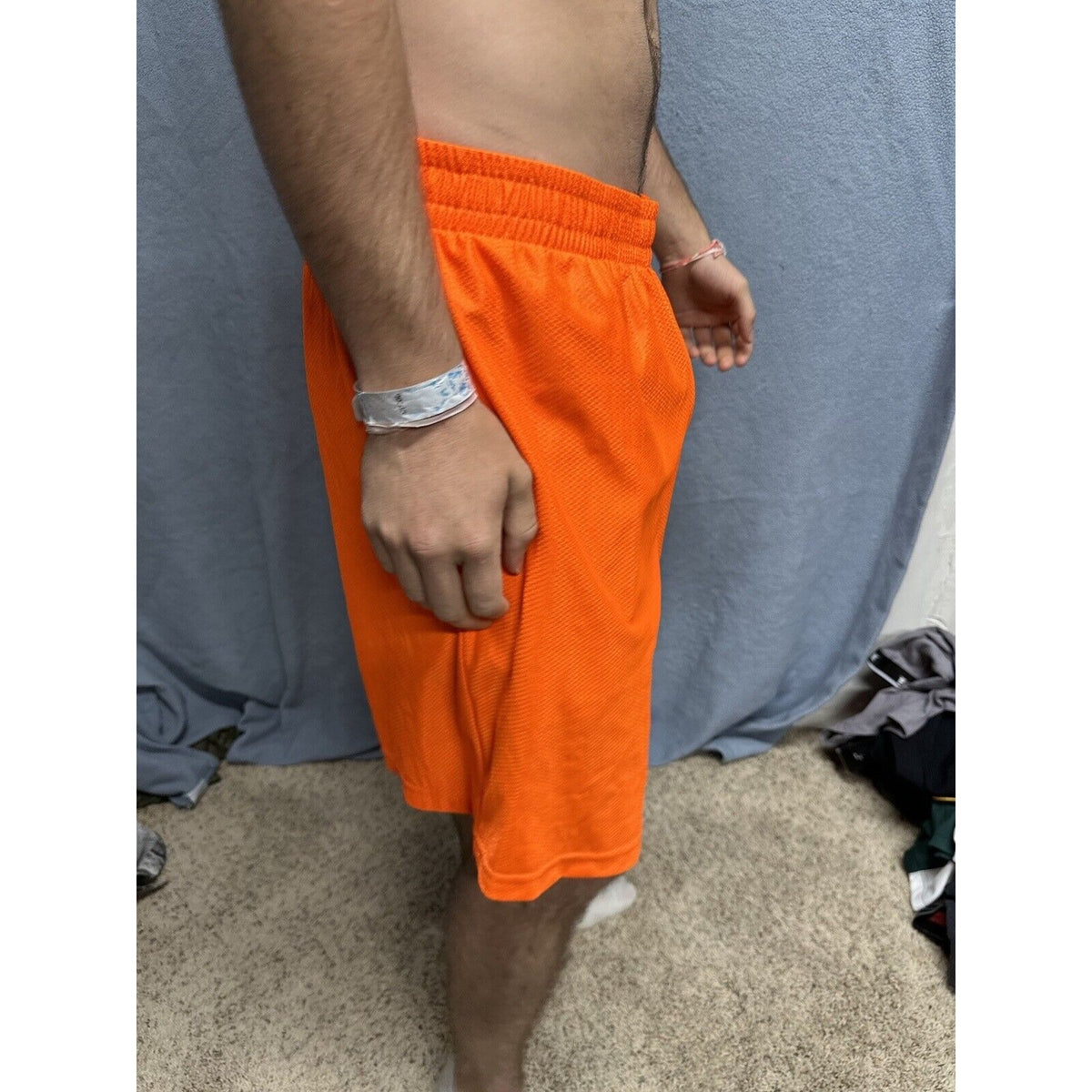 Men’s Neon Orange Starter Medium Athletic Shorts With  Pockets