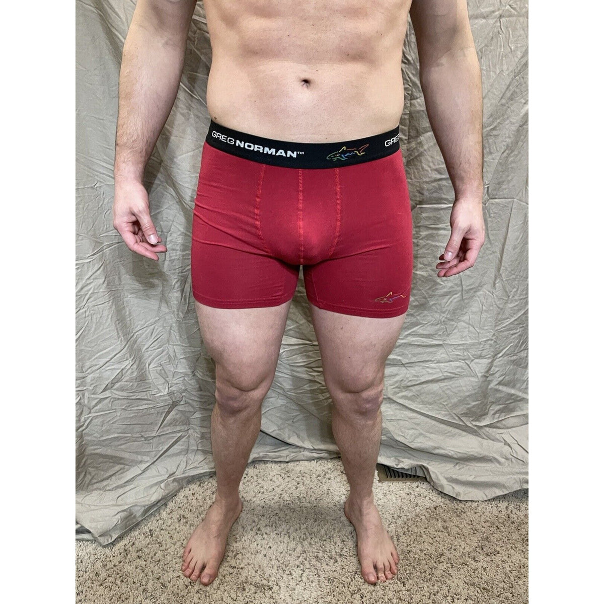 men's greg norman red small compression shorts