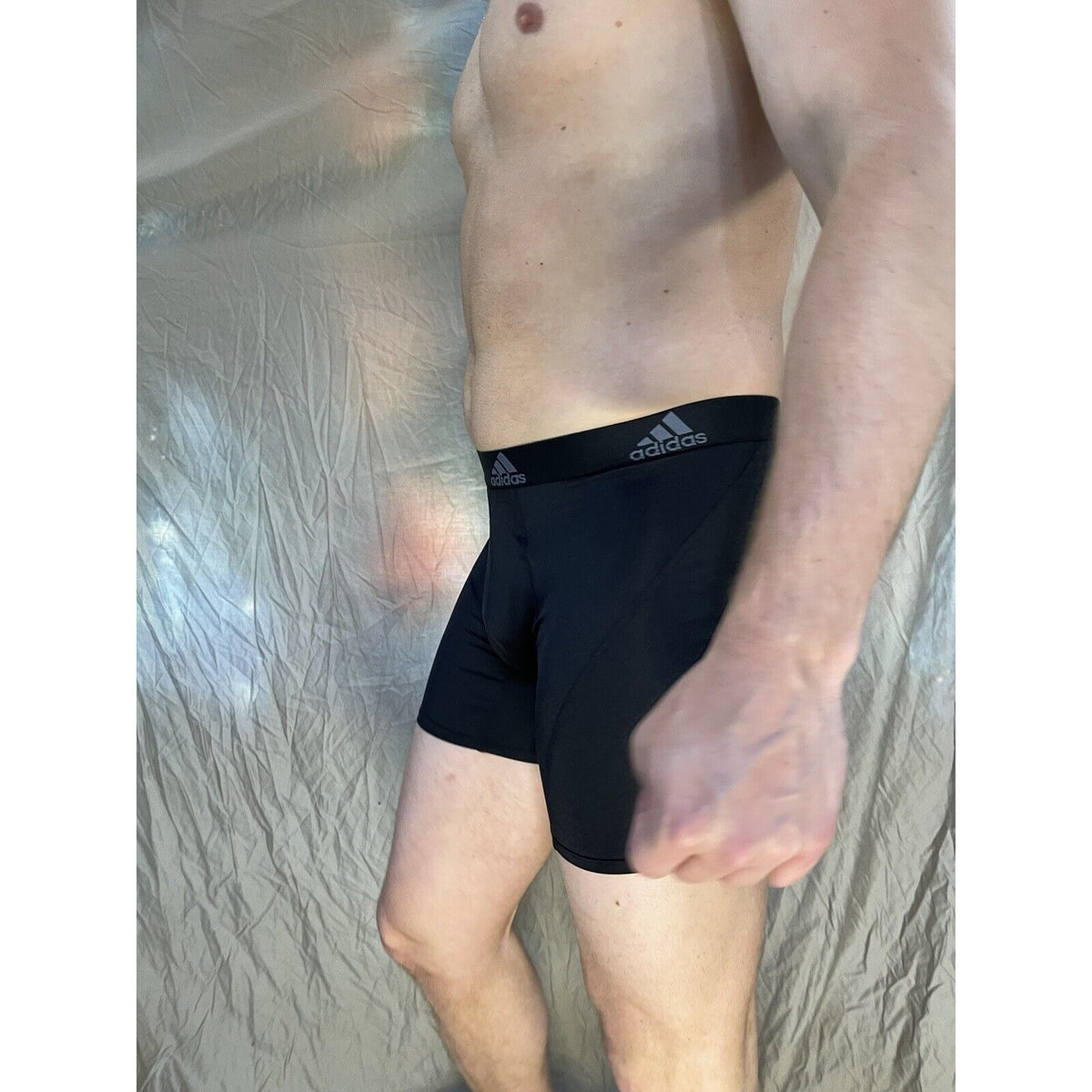 men's black adidas aeroready black compression boxer briefs Large