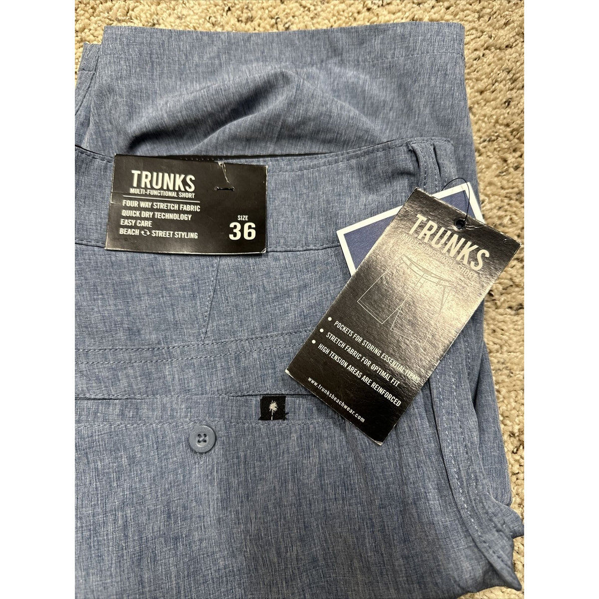 men’s trunks multi-functional size 36 gray blue shorts
