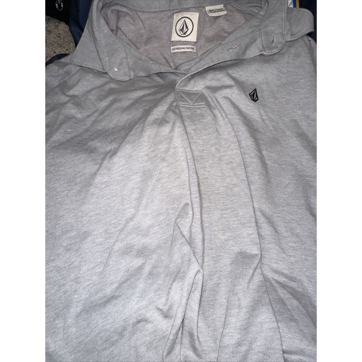 Men’s Silver Gray Volcom Medium Polo Shirt Short Sleeves