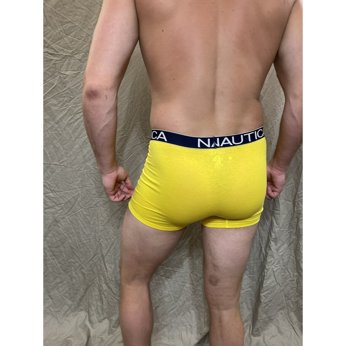 men's nautica 5% spandex boxer brief yellow large