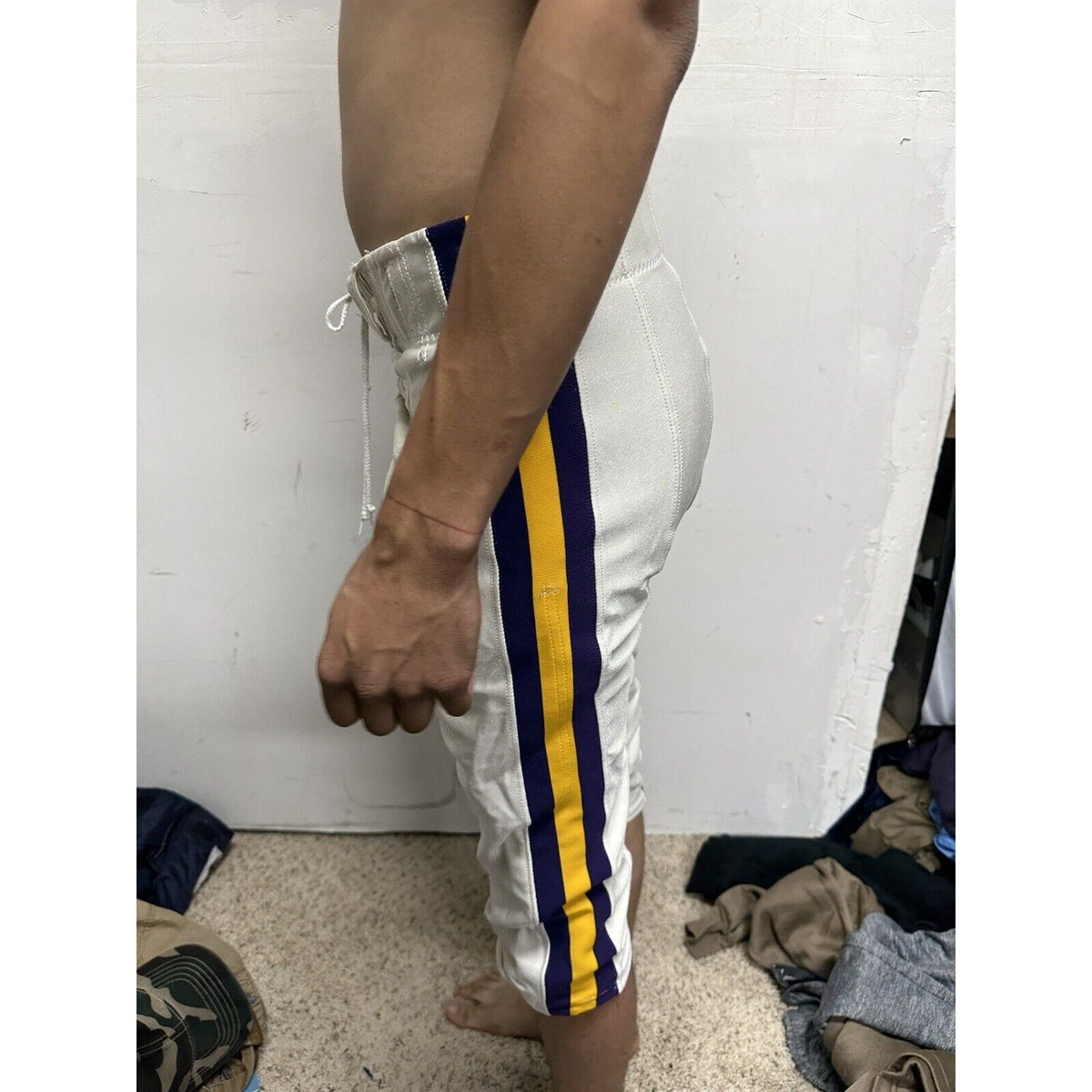 Men’s White Russell Athletics Size 36 Football Pants Gold Purple